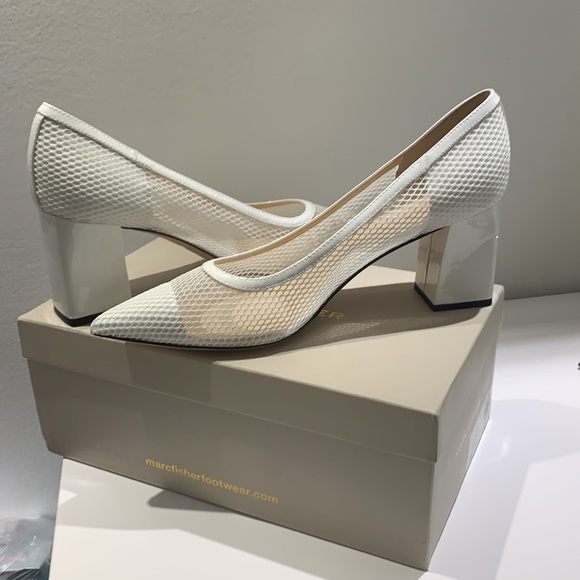 NIB Marc Fisher LTD Zesty White Fabric Heels size 10M - Picture 10 of 13